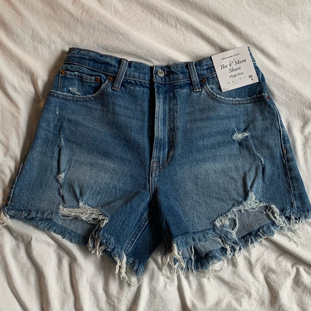 abercrombie the mom 4” short distressed 28 NWT